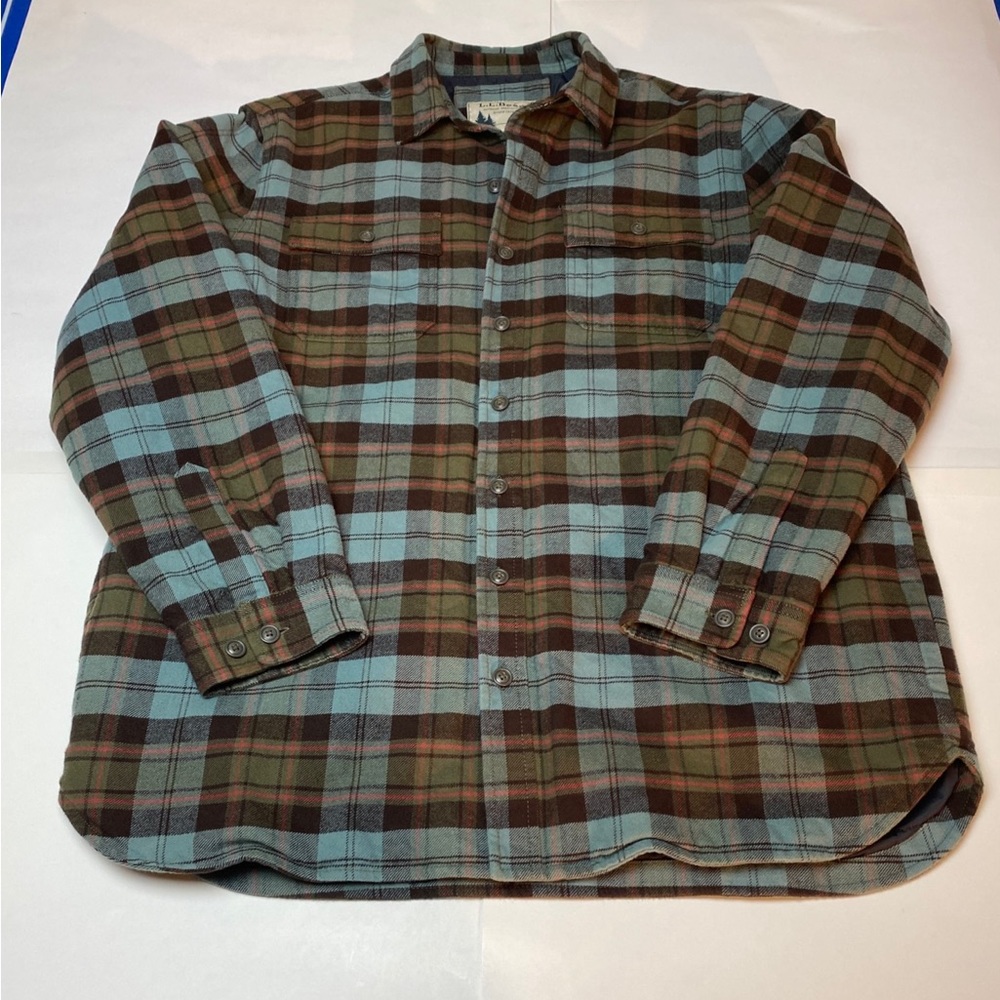 L.L. BEAN flannel cotton insulated plaid shirt / jacket Men’s L-Tall